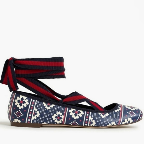 🆕JCREW LILY LACE UP BALLET FLAT VINTAGE INDIGO SIZE 10 SOLDOUT DEAD-STOCK STYLE - Picture 1 of 5